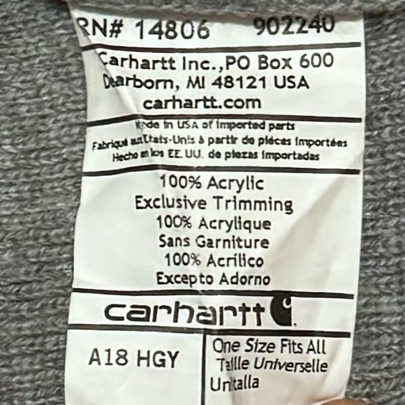 Carhartt Knit Men's Cuffed Hat One-Size Warm Beanie Light Grey Hipster Fisherman - Picture 4 of 6